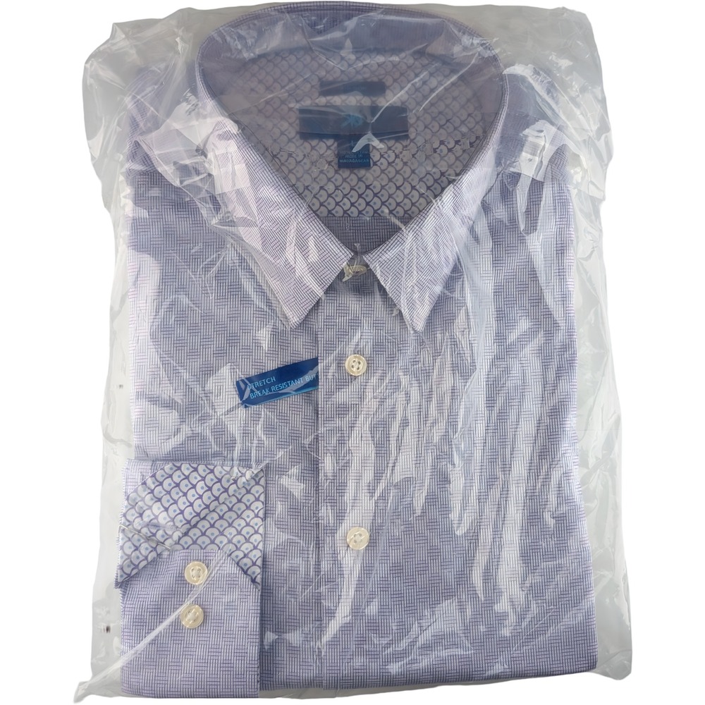 Egara Mens Dress Shirt L Purple Non Iron 100 Cotton NWT M278290